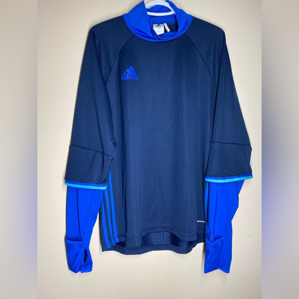 Adidas Climacool Men's Lg Blue Double Sleeve Long Sleeve High Neck Polyester